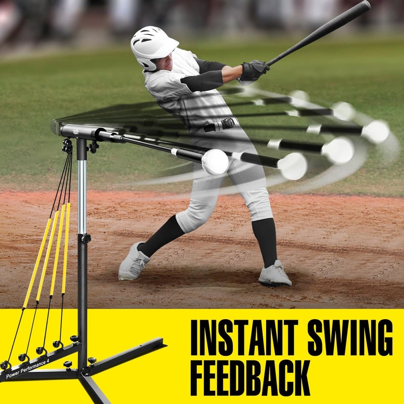 PLAYAPUT Baseball Swing Trainer with 4 Power Bands,Auto Reset Baseball Hitting Trainer,Softball Swing Trainer,Height Adjustable 31-47 inches Baseball Training Equipment Improve Power,Speed - Image 5